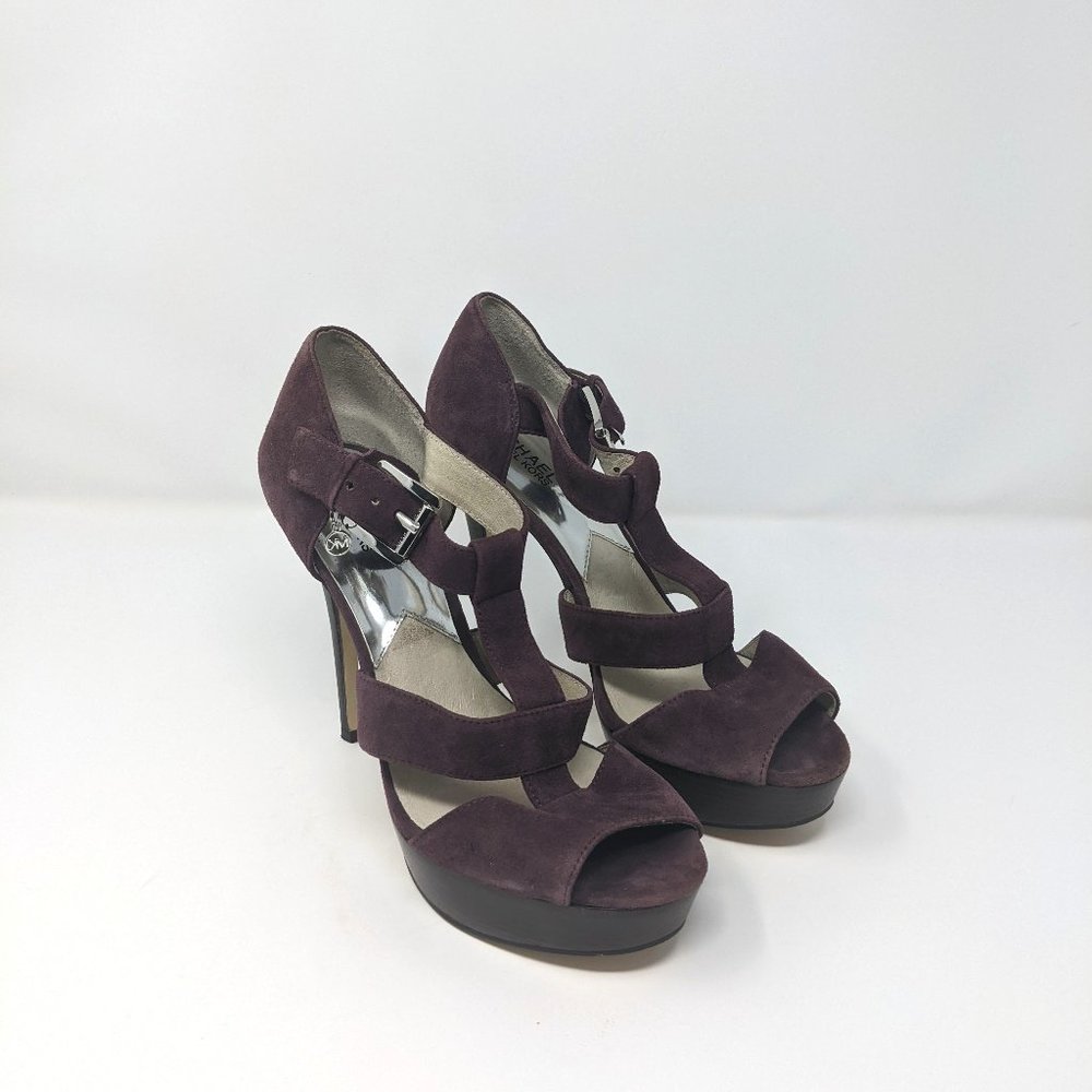 Michael Kors Platform Suede Purple Open Toe Sandal 9M